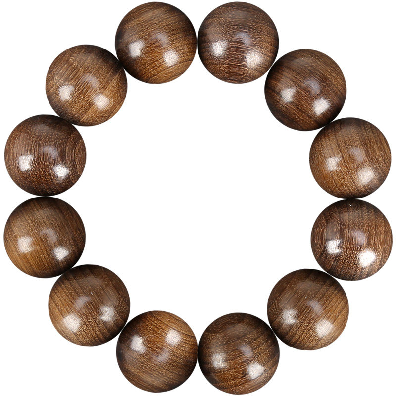 青陌 拆房老料香楠木 佛珠文玩手串满金丝高油性密度优易包浆无蜡