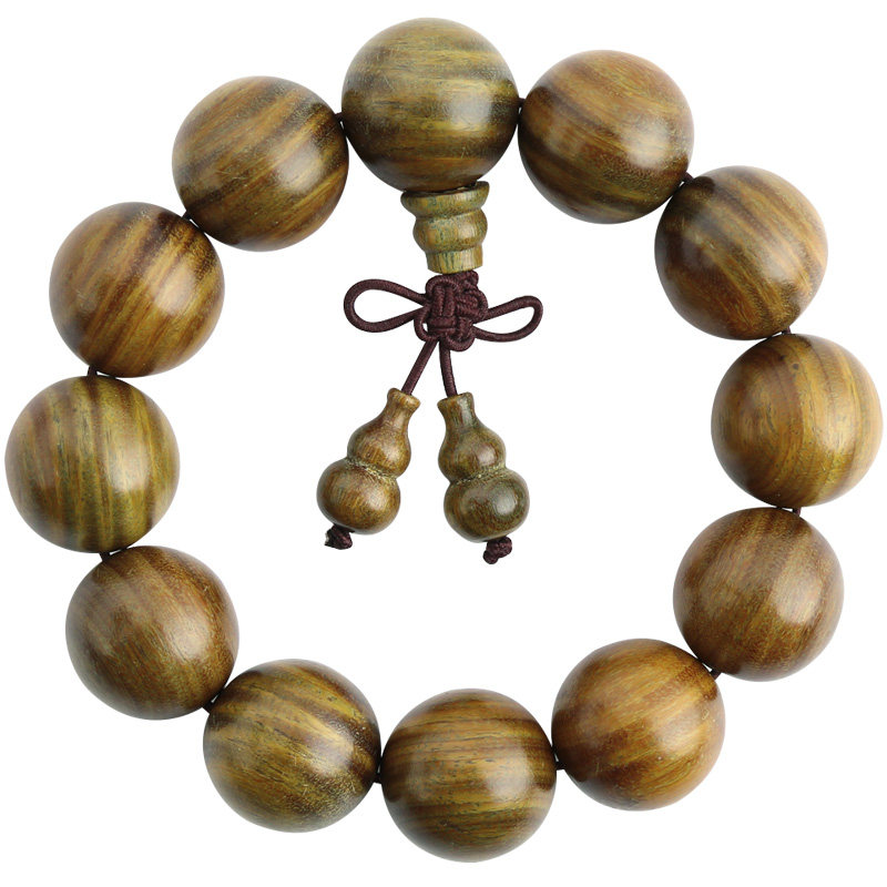 青陌 绿檀木佛珠手串 正宗青檀男女转运108颗手链2.0念珠小孔同料