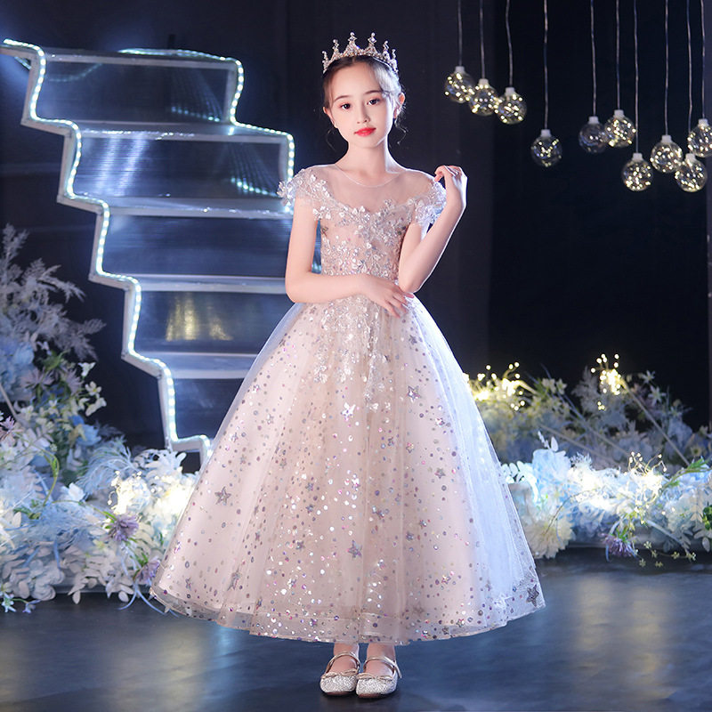 小孩子周岁花童伴娘公主女生播音主持礼服钢琴儿童礼服