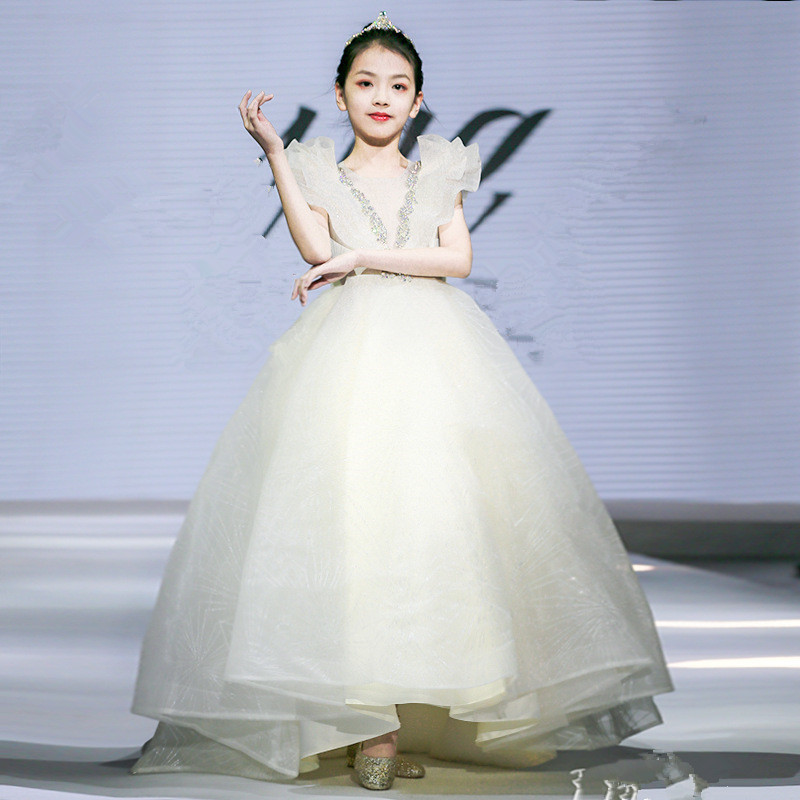 高定小女孩红毯走秀国际钢琴比赛绑带礼服儿童儿童礼服