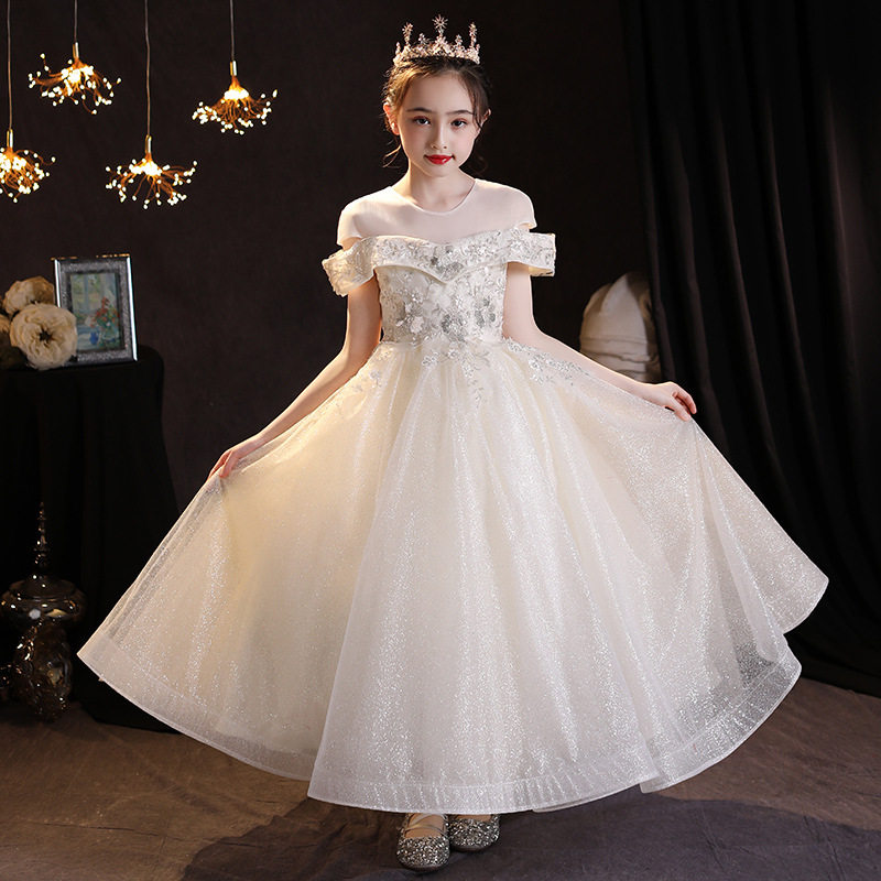高端儿童十岁生日婚纱纱裙公主小女孩播音主持儿童礼服