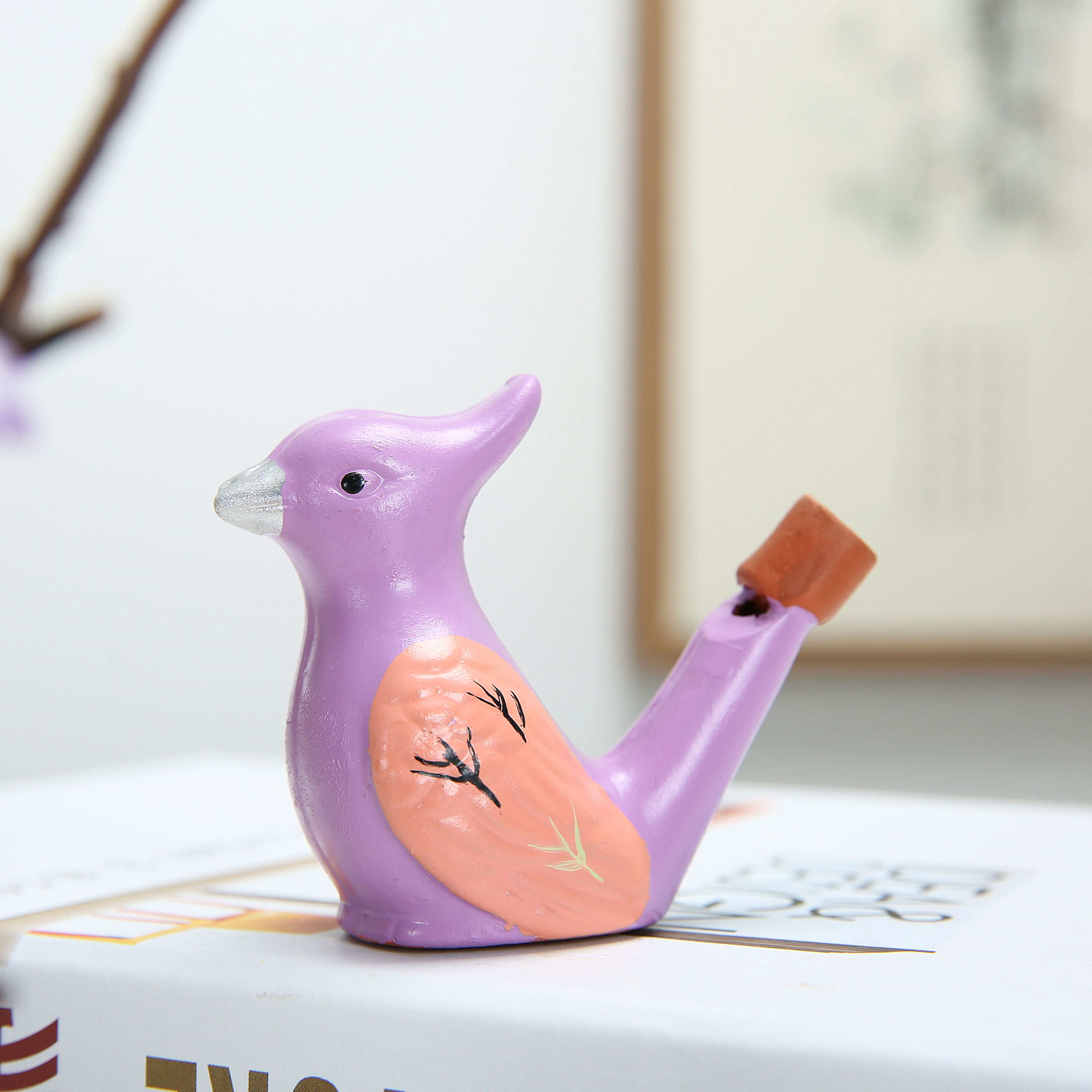 陶瓷生日礼物小水吹鸟哨子声音创意紫砂手绘哨子