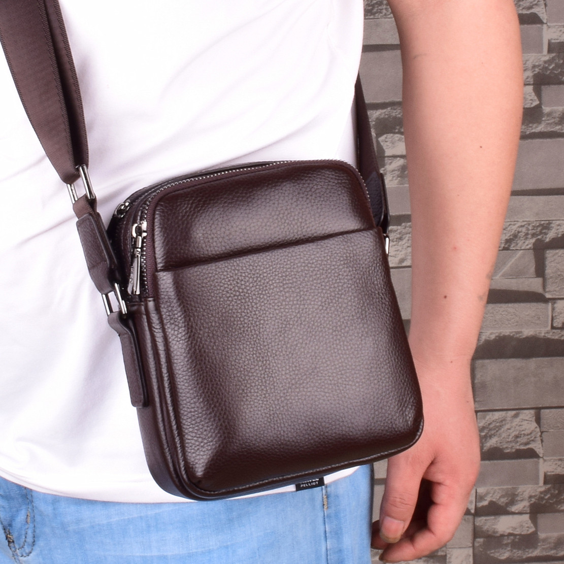 真皮单肩包男包斜挎包男士小包休闲竖款商务头层牛皮背包软皮包包