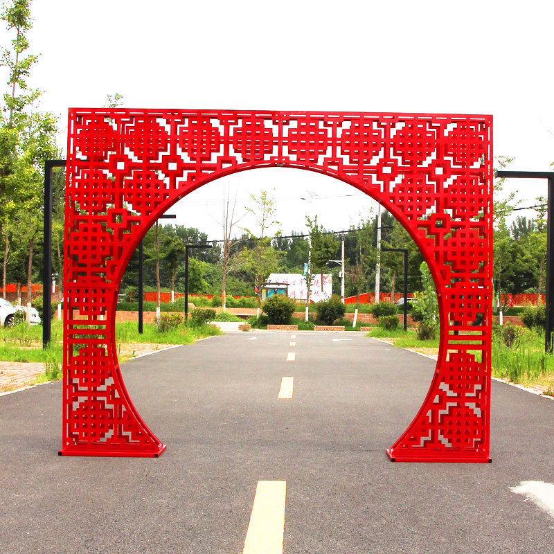 中式铁艺婚礼布置婚庆道具中华摆件拱门舞台拱门