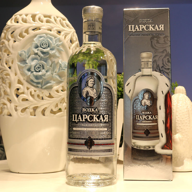 俄罗斯原装进口沙皇伏特加1000ml礼盒盒装洋酒鸡尾酒调配伏特加