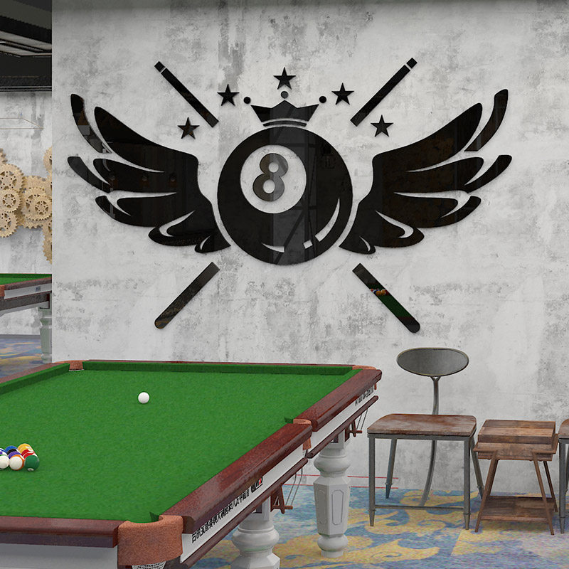 台球墙面装饰画台球厅壁纸背景墙贴纸桌球球馆九球墙贴