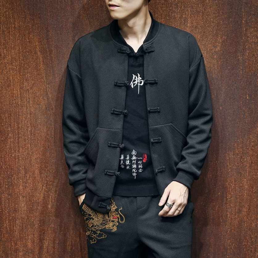 唐装男潮牌复古中国风刺绣男装套装中式大码男装外套棒球服两件套