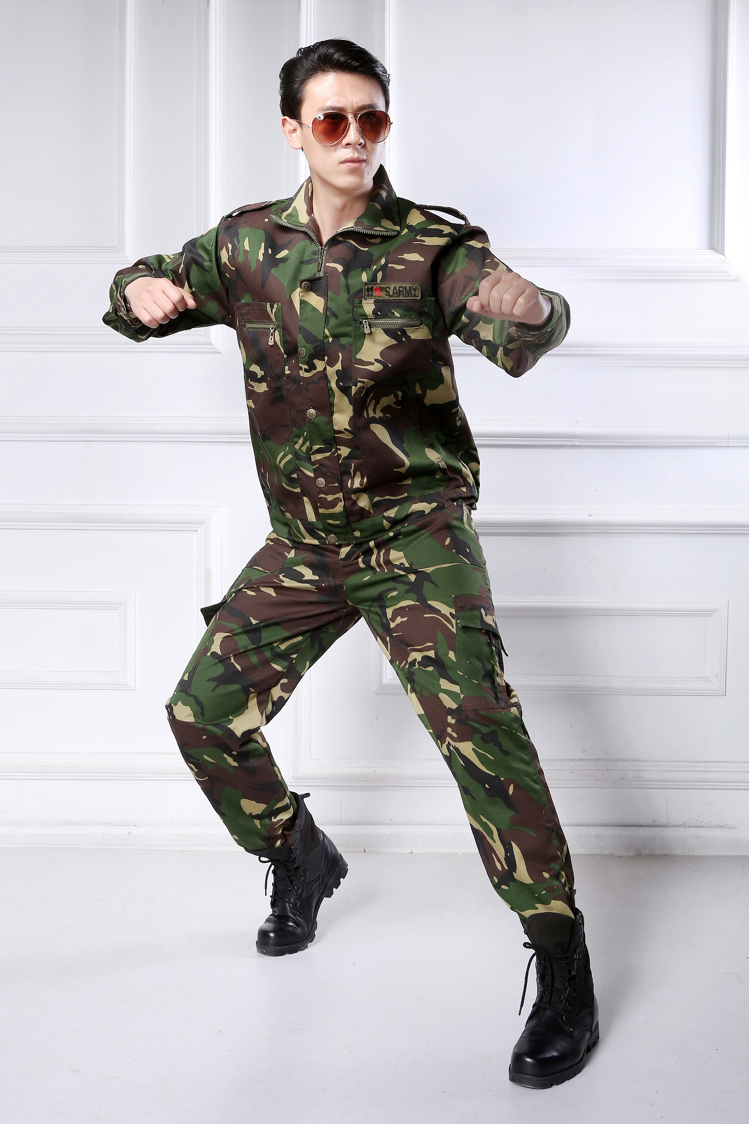 劳保男女军训服军工作服迷彩服套装春秋加厚电焊作训外套