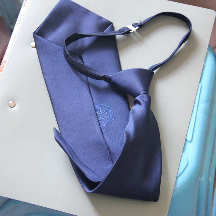 领带2011新式保安男女手打拉链藏蓝蓝色安保领带
