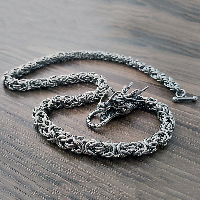 生肖配饰链条款单粗长防身霸气复古挂坠龙项链项链