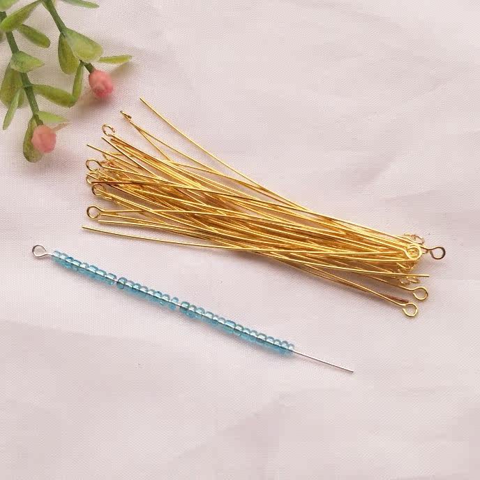 diy古风饰品配件手工发簪材料纯铜超长九针9针可穿米珠珍珠10根价