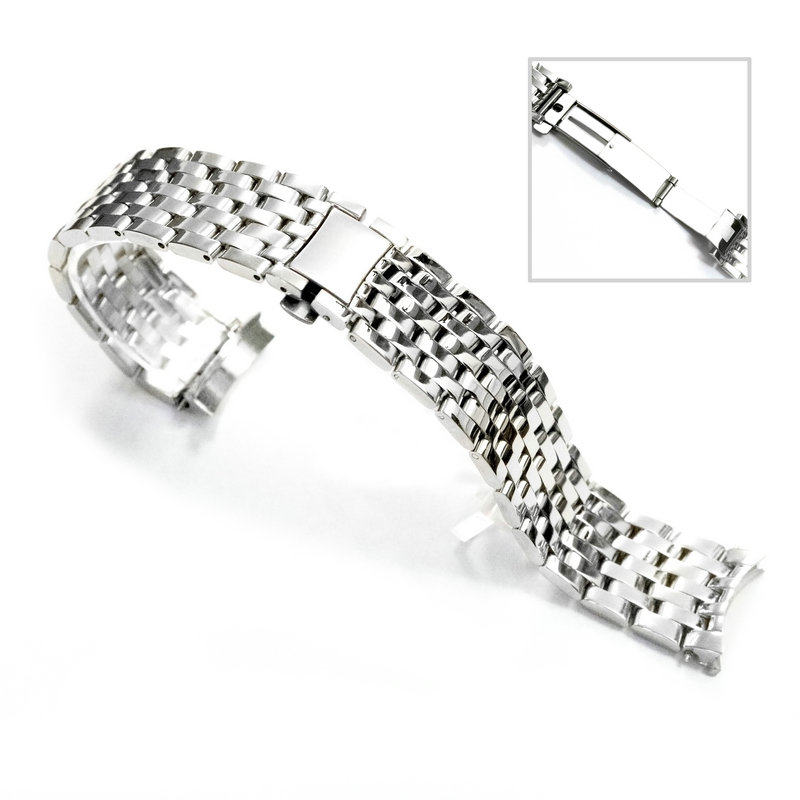 适用欧米茄男表蝶飞系列实心不锈钢表链金属表带配件