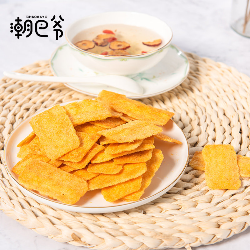 锅巴潮巴膨化食品烧烤味香辣味办公休闲零食小吃膨化食品