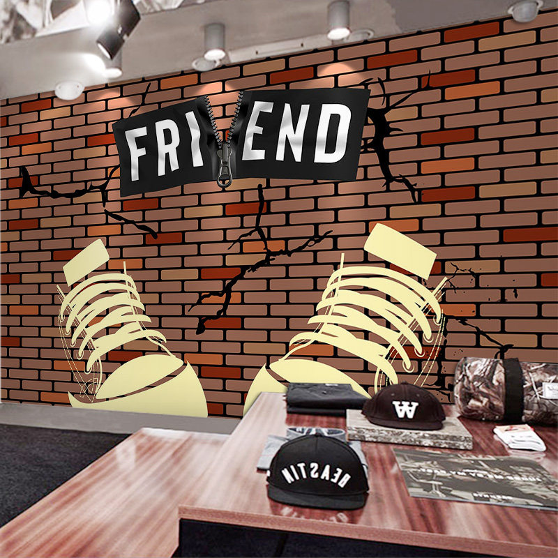 时尚休闲潮鞋球鞋鞋店墙纸个性潮流潮牌背景墙装饰无纺布墙纸