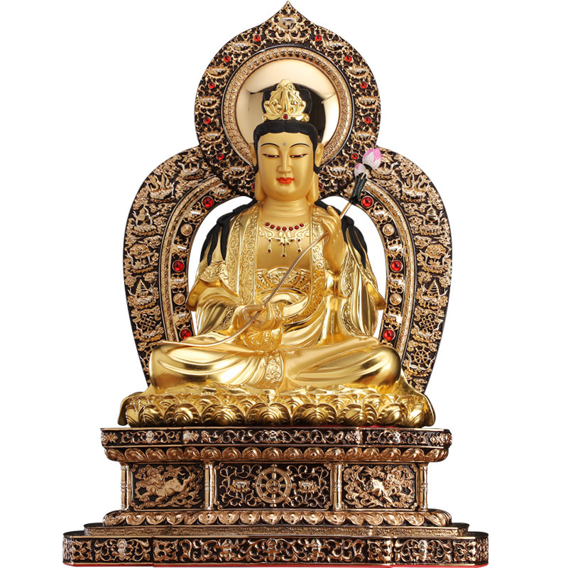 大势菩萨佛像圆通佛具台湾贴金铜鎏金佛像底座摆件