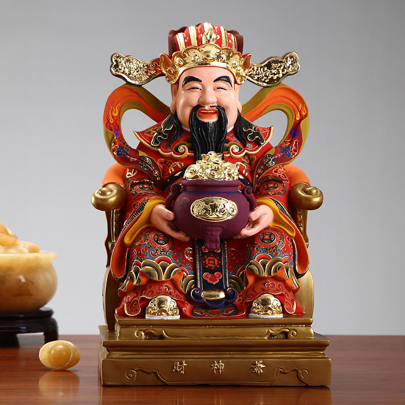 财神爷托宝文财神像纯铜贴金佛像招财家用摆件摆件