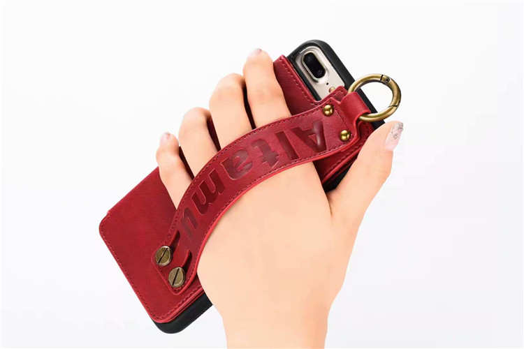 苹果11pro xs max手机壳iphone8硅胶皮质软套7plus防摔腕带插卡xr