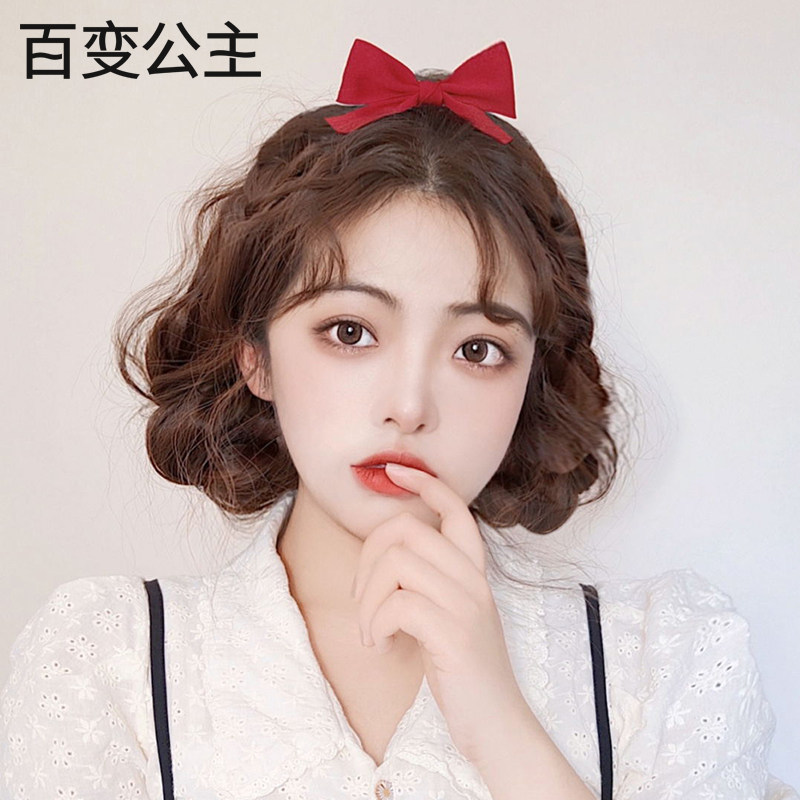 百变公主假发短卷发羊毛卷蓬松自然真人发丝减龄短发整顶假发