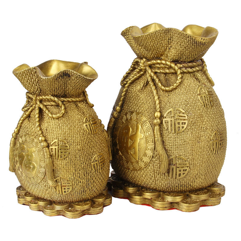 摆件铜钱钱袋存钱朴器福袋摆件