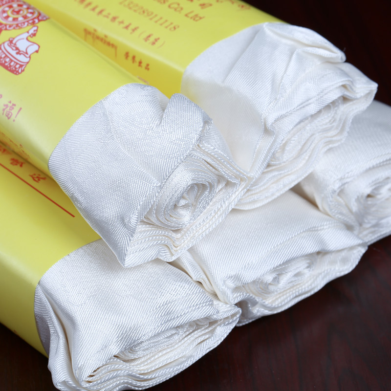 真丝八吉祥白色哈达藏族吉祥饰品用品3m60cm藏族哈达