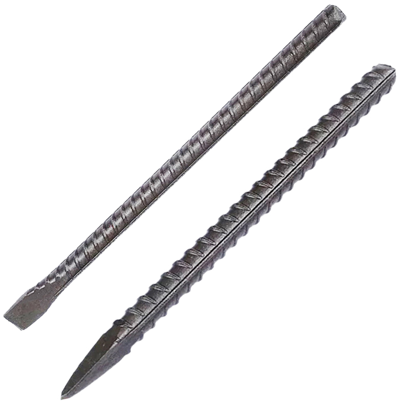 凿子扁头螺纹钢石工尖凿扁凿钢凿尖头水泥錾子石工凿
