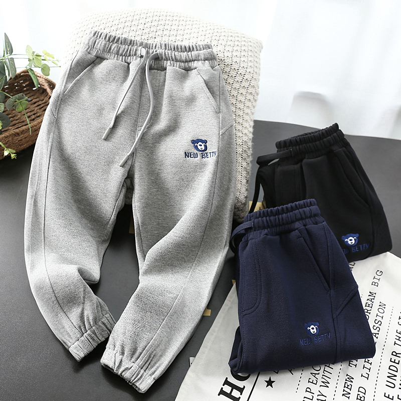 儿童春秋运动裤2021新款男童纯棉网眼棉单裤长裤子中大童休闲卫裤