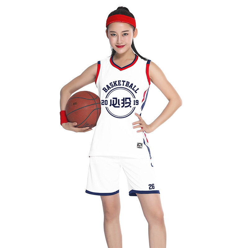 篮球新款女子比赛服队服团购女篮定制免费印号篮球服