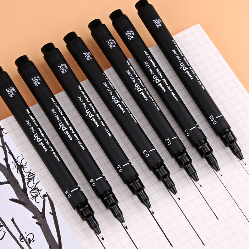 包邮日本进口三菱针管防水耐晒绘图描图勾线笔针管笔