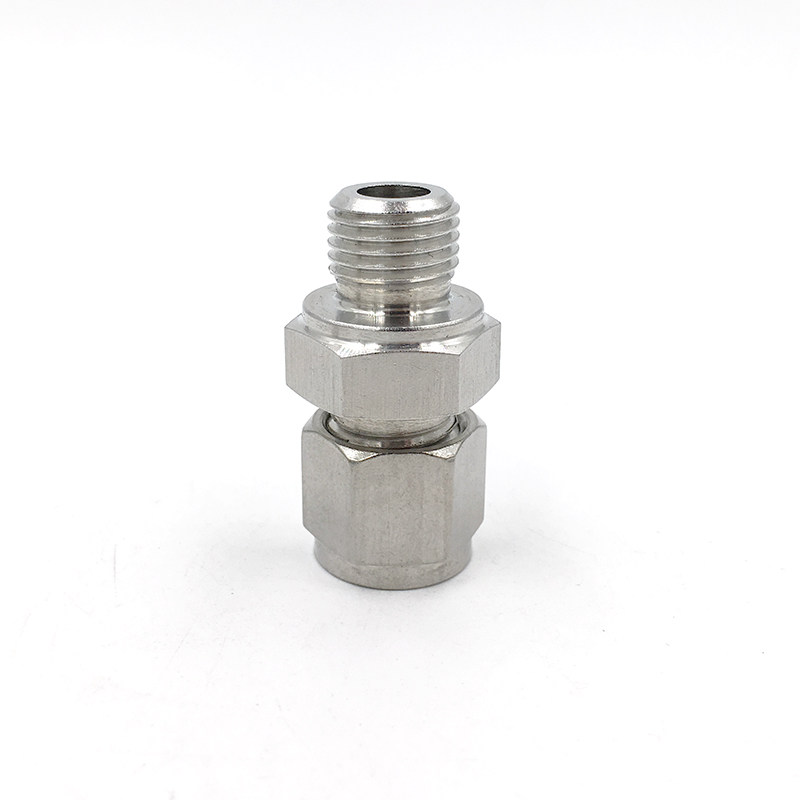 304不锈钢直通卡套终端接头 卡套式管接头g1/4 m直螺纹铜管气源管