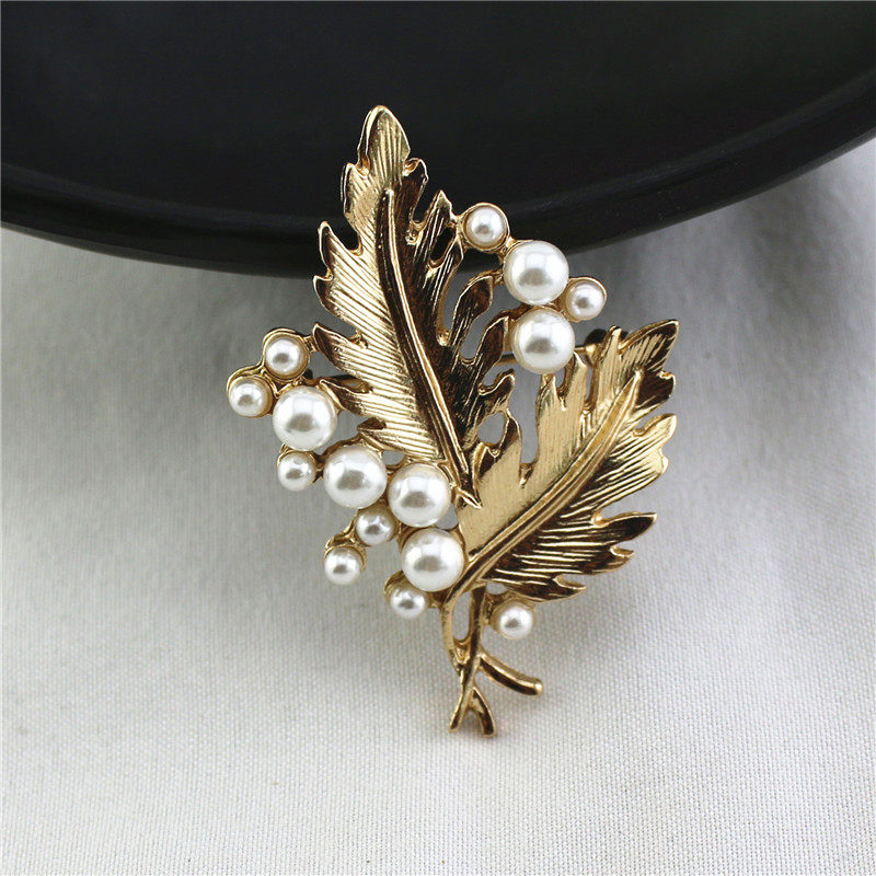 翠法别针新款欧美欧美风风格合金砂金树叶胸针胸针