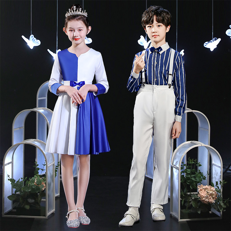 男女女童合唱演出服中小学生大合唱朗诵诗歌比赛主持儿童演出服