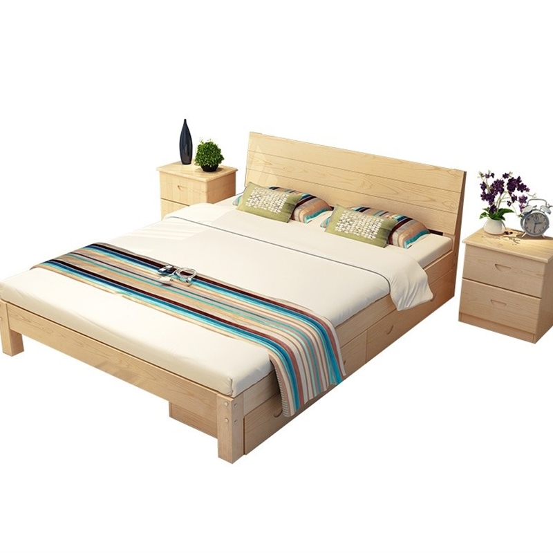 免漆木质圆角抽屉板床油漆午睡睡床实木15米实木床