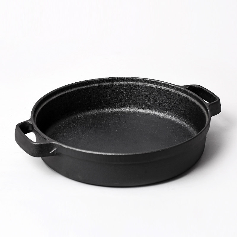 巧阁 铸铁平底锅加厚煎锅无涂层不粘锅家用煎饼锅烙饼锅多用炖锅