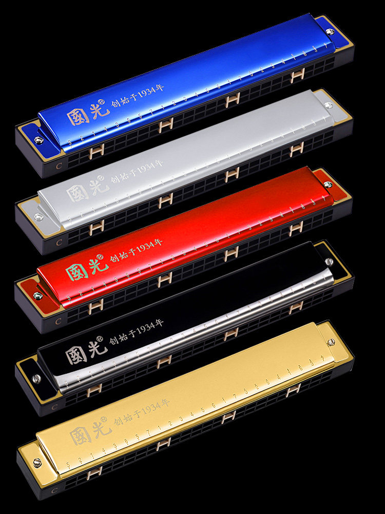 上海国光口琴24孔28孔复音重音初学者入门小学生口琴