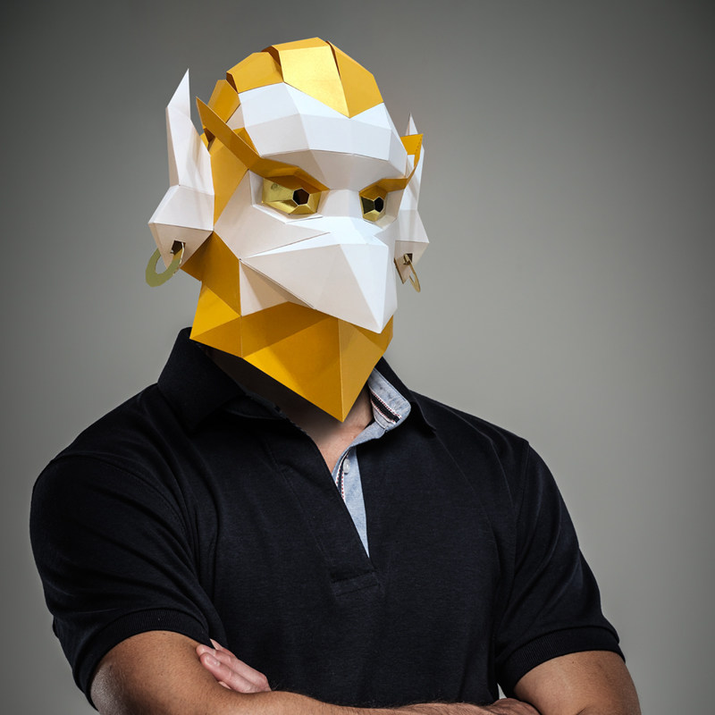 雷神头套恐怖般若瘟疫面具3d立体折纸手工diy制作礼物cos暗部面具
