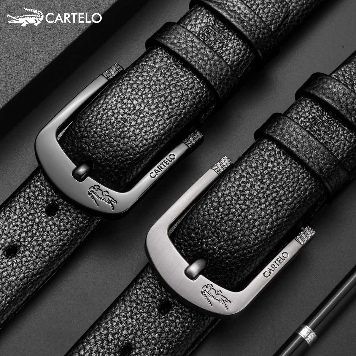 卡帝乐鳄鱼男士皮带针扣年轻人时尚百搭腰带中学生搭配腰带