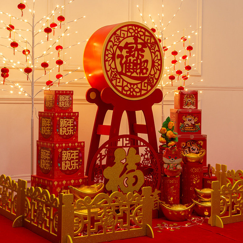2022新年装饰大型场景布置春节摆件银行商场挂饰