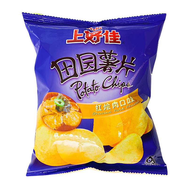 薯片上好佳田园烤肉红烧牛肉红烩肉味80克零食膨化食品