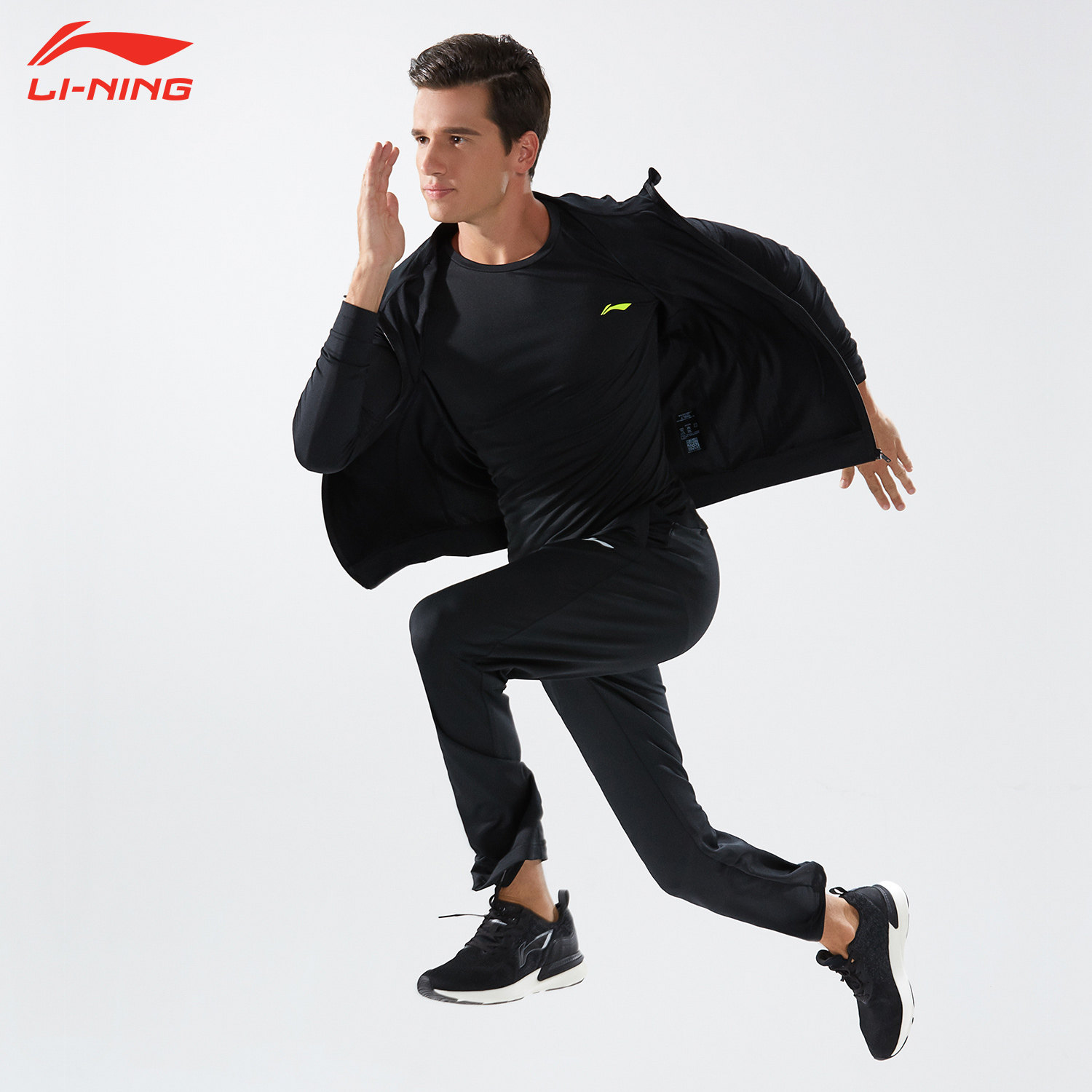 李宁跑步健身服男速干衣篮球紧身运动长袖外套健身衣