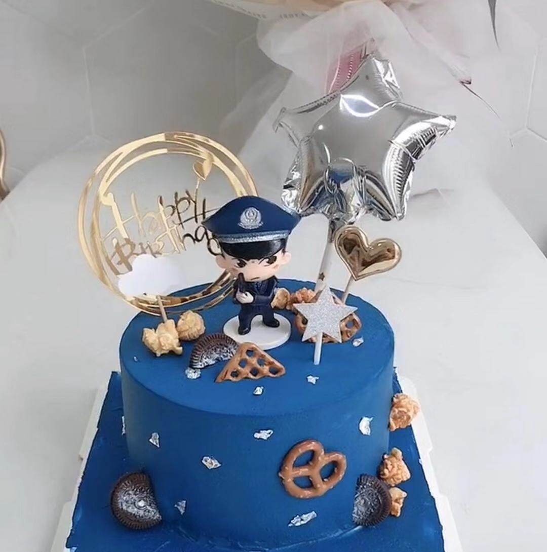 警察装饰摆件生日蛋糕蛋糕甜品装扮节日装扮用品
