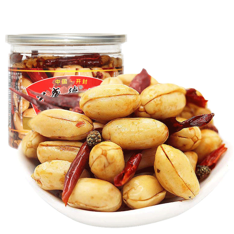 河南开封特产兴盛盛德325克罐装麻辣花生藤椒花生