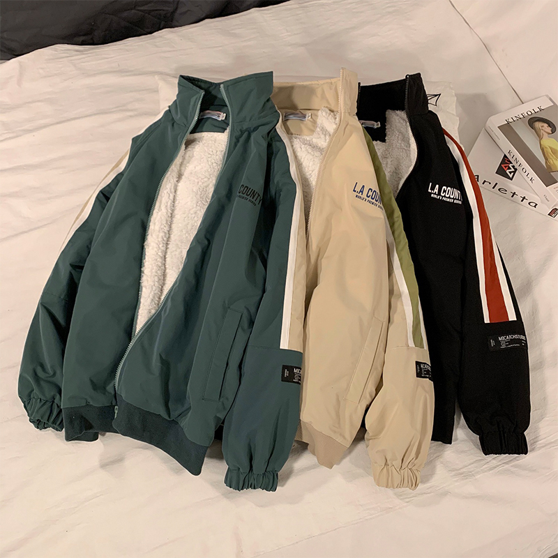 羊羔毛棉衣男冬季外套韩版潮流学生情侣冬装棉袄2021新款加绒加厚