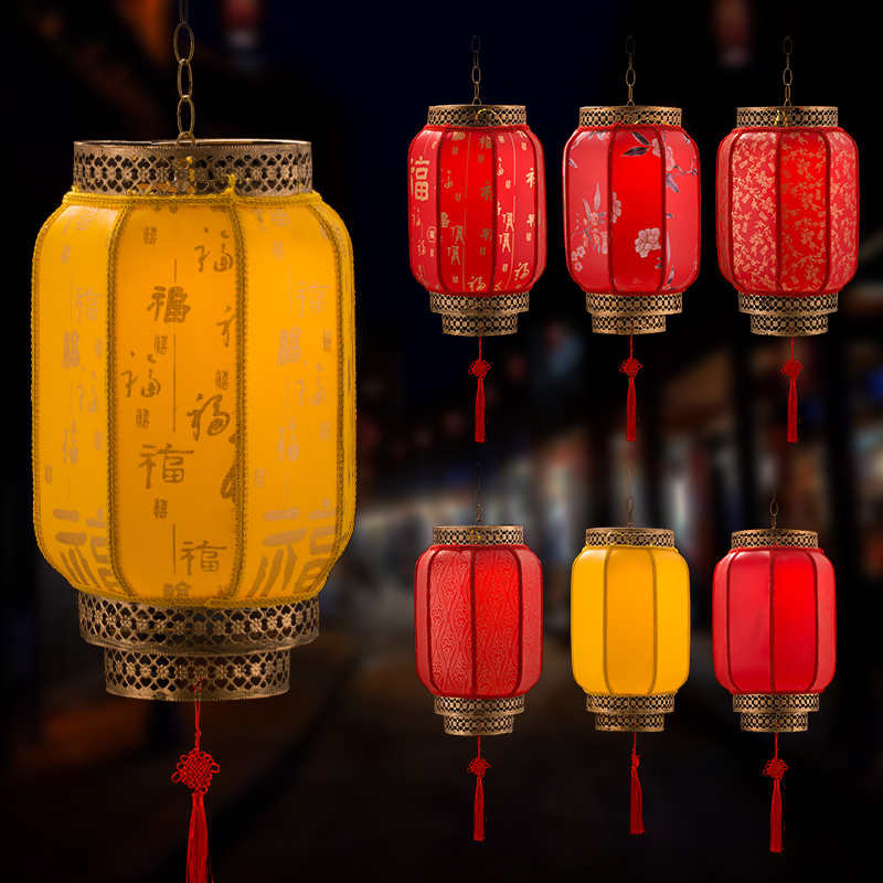 仿古灯笼大红户外防水羊皮冬瓜灯笼阳台装饰宫灯连串定做国庆灯笼