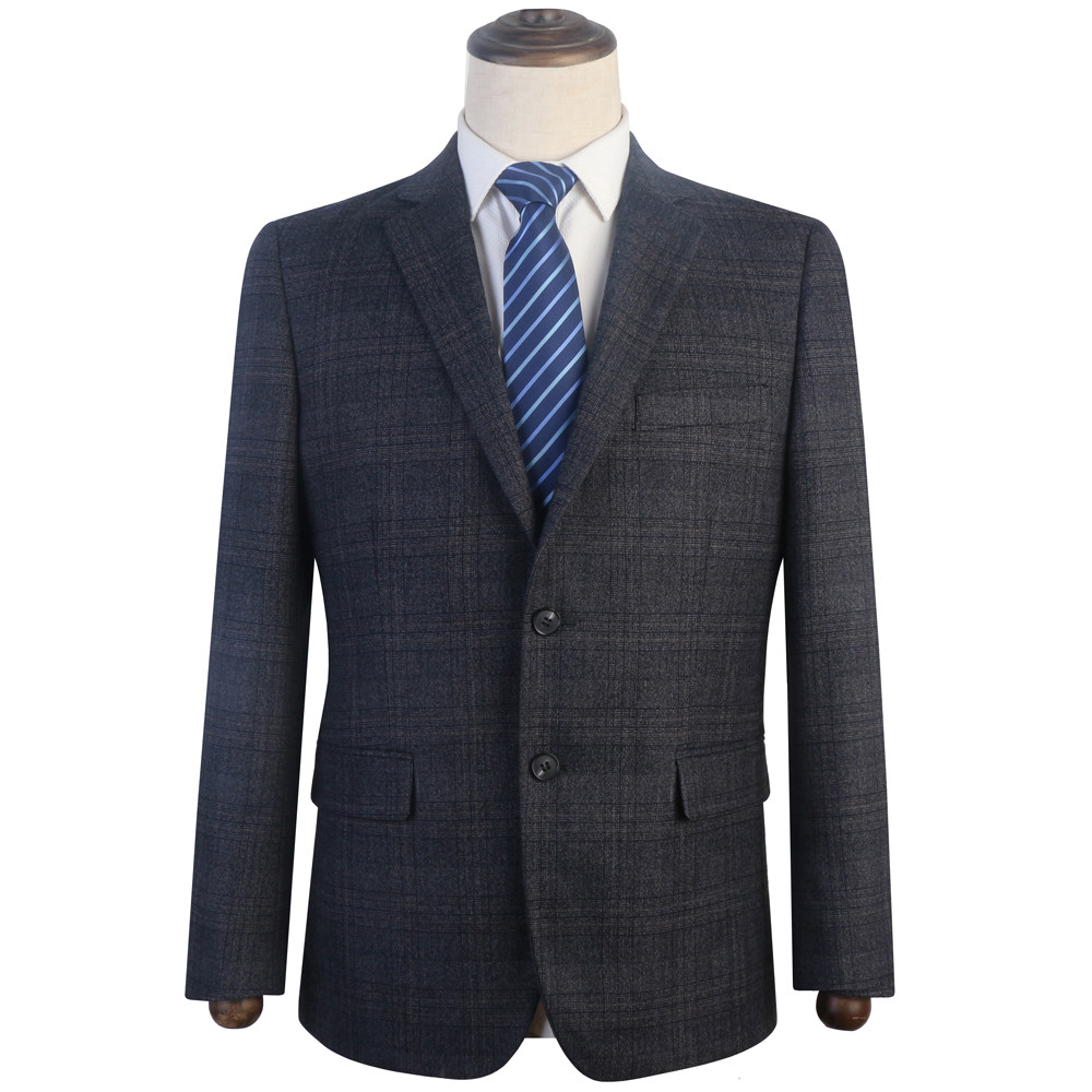 皮尔卡丹男士休闲西服上衣中年春秋单件格子大码西服