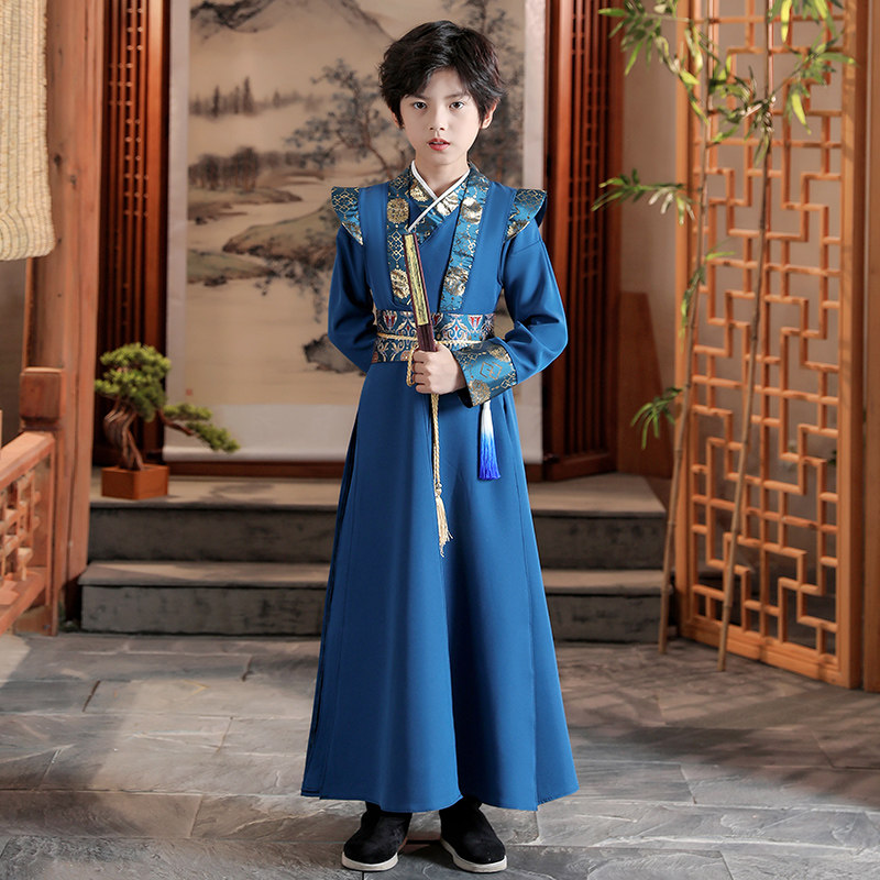 男童唐装汉服秋装中国国风童装宝宝中式表演汉服