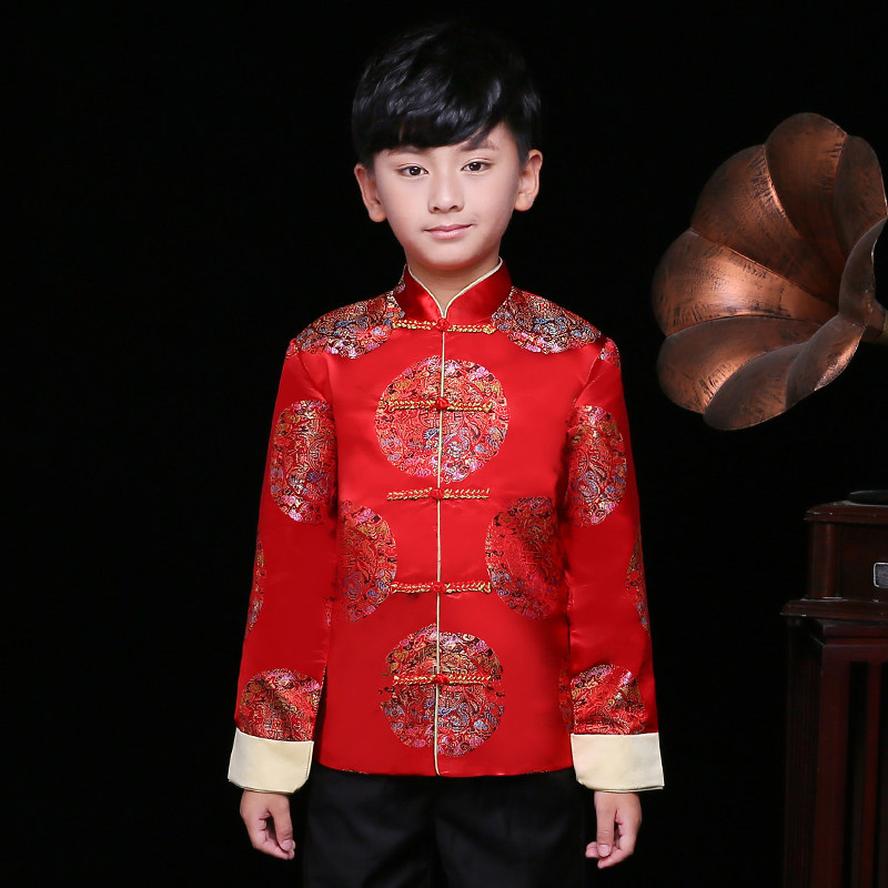 男童唐装套装中国国风演出服小男孩古风汉服童装唐装