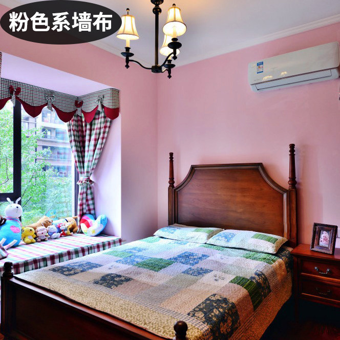 粉色墙布少女无缝壁布卧室公主女孩客厅墙纸墙布
