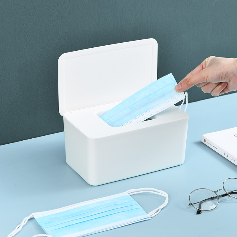收纳家用口罩大容量带盖防尘密封储物盒健康防护口罩收纳盒