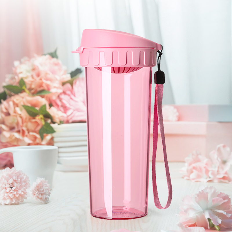 水杯特百惠500ml塑料茶杯耐高温运动简约防摔便携随手杯