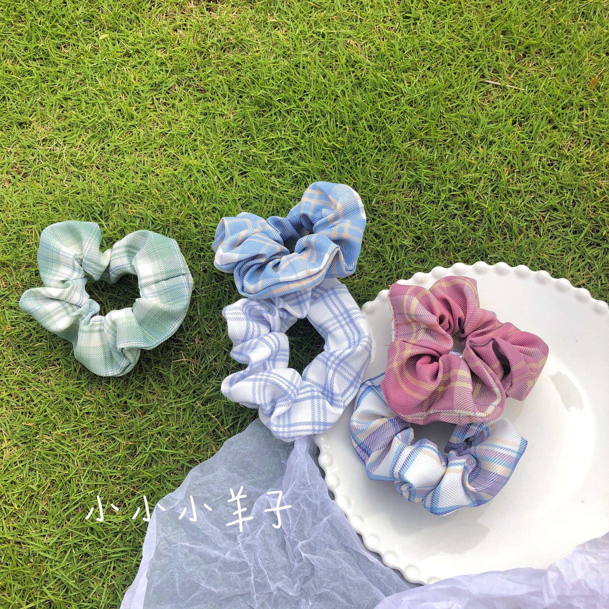 超级无敌好看jk格子大肠发圈日小清新少女头绳发饰